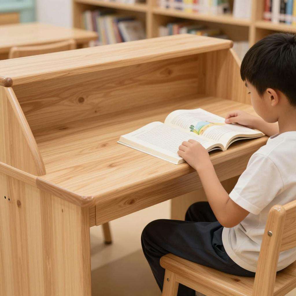 定制小学阅览桌椅：漕河泾街道专属木制第一张图