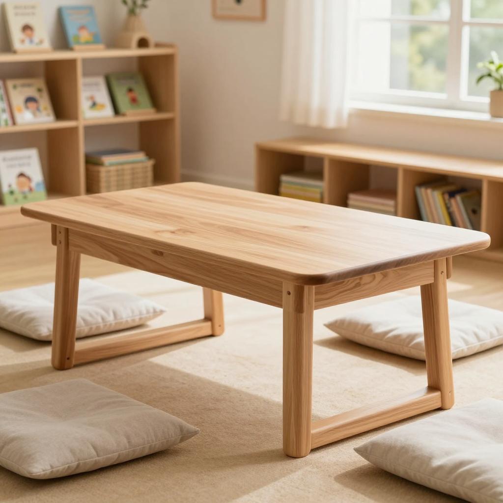 儿童阅读空间定制：实木阅览桌设计