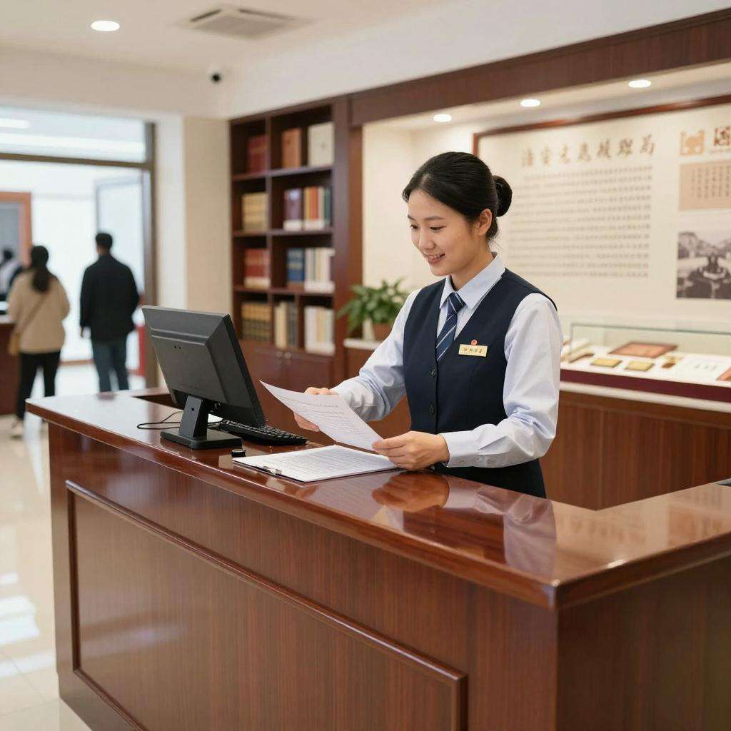 烤漆接待台：淮安方志馆个性化定制方案第一张图